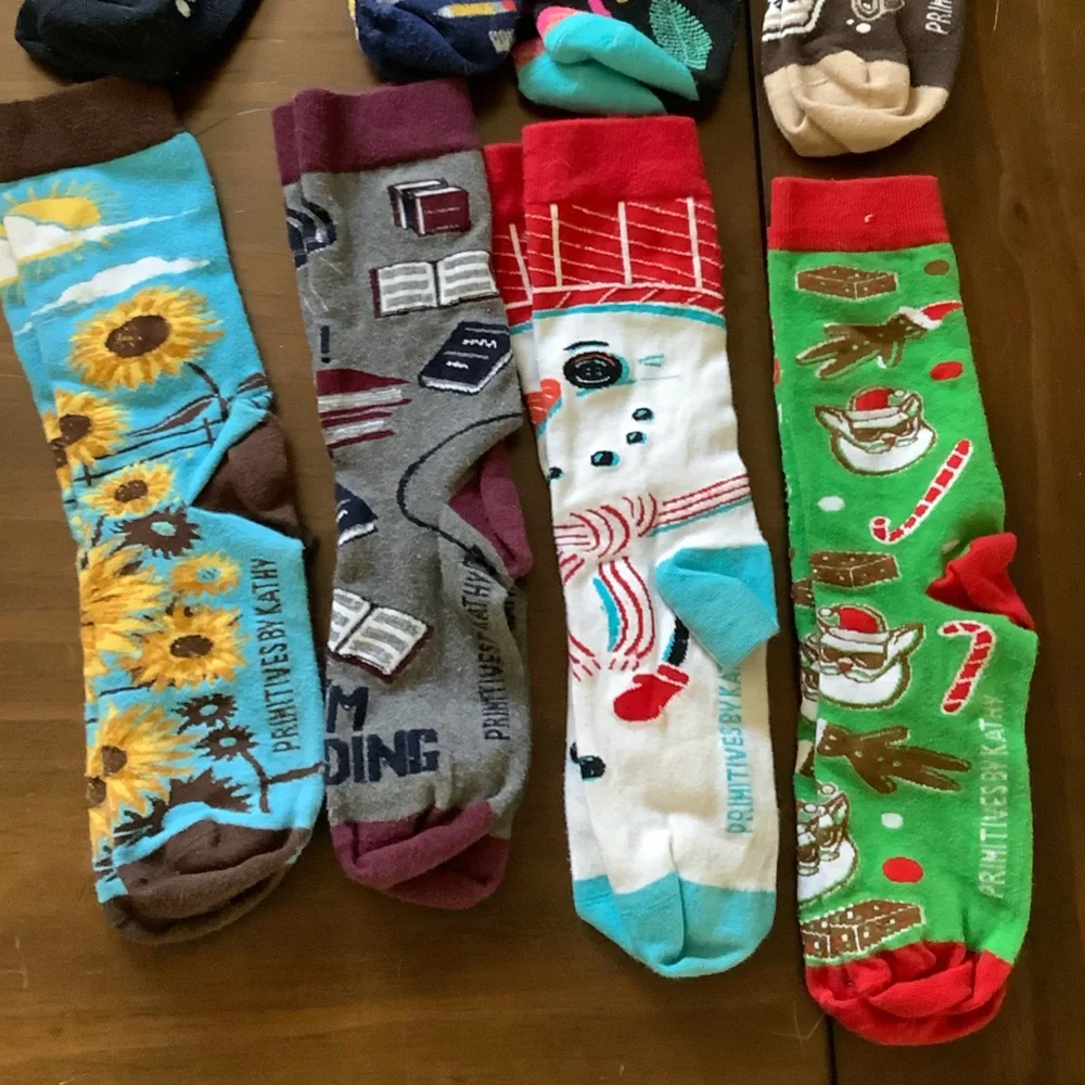 Set of 8 Pairs of Socks with Whimsical Patterns